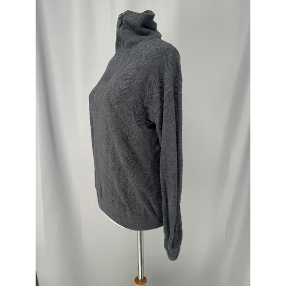 Barefoot Dreams Sweater Womens XS Gray CozyChic Mock Neck 1/4 Zip Pullover - Picture 2 of 14
